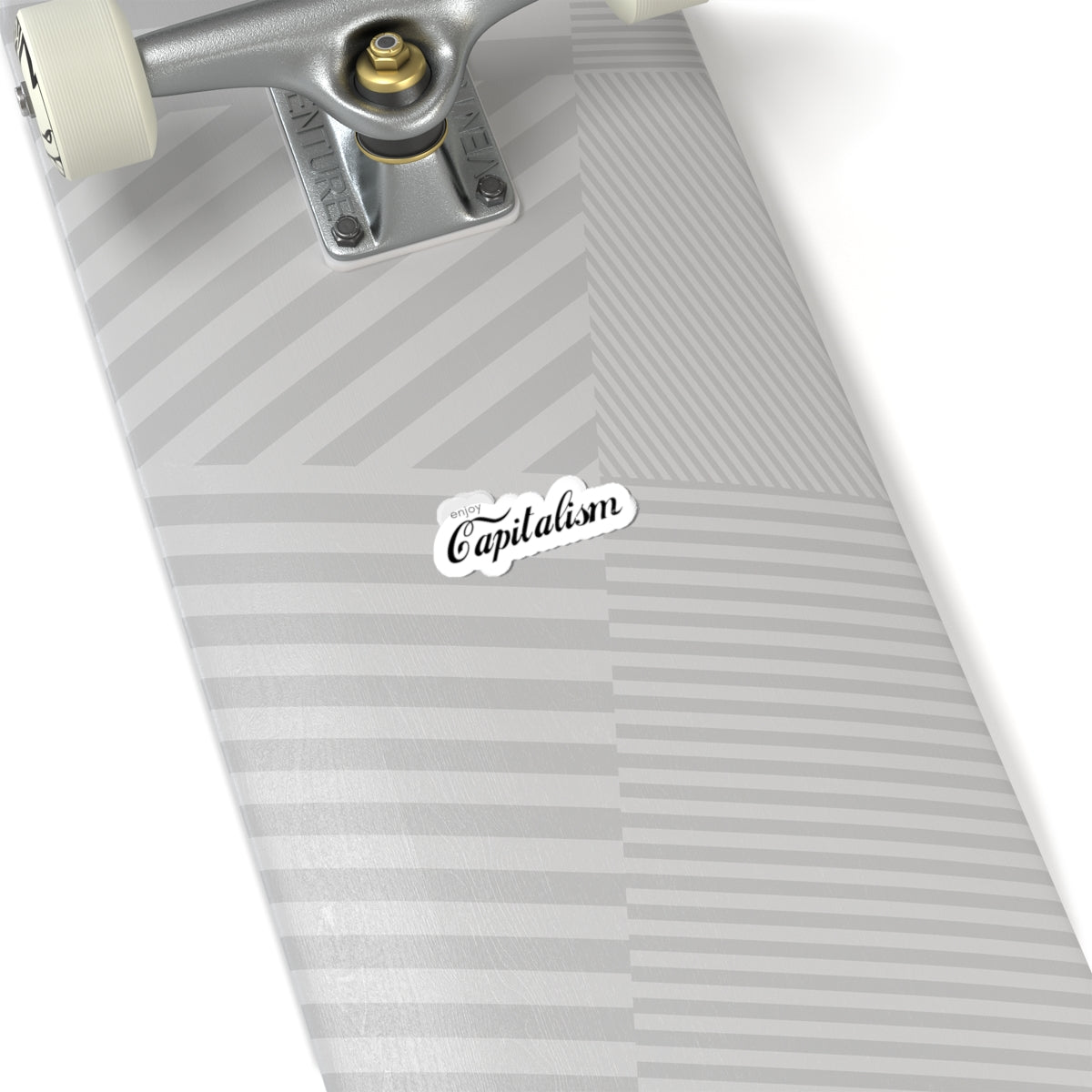 Enjoy Capitalism Kiss-Cut Sticker — Retro Script Logo Decal for Laptops, Water Bottles & Journals